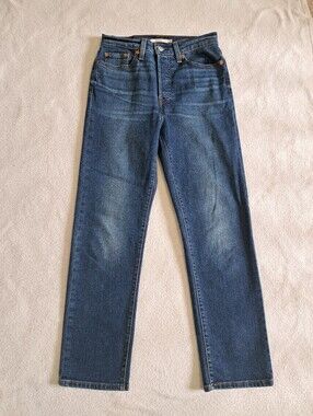 Levi's Wedgie Straight Jeans Womens Blue Denim Size 28 Classic Red Tab High Rise